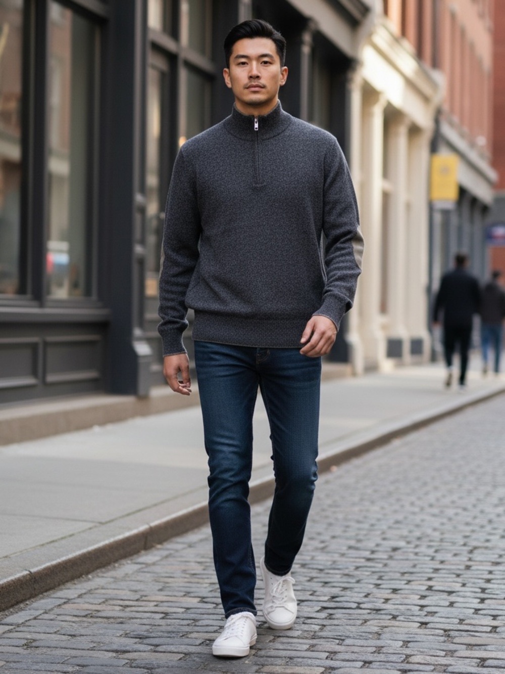 Boggi Milano Men's Wool Cashmere Blend Zip Mock-Neck Classic Sweater Size M